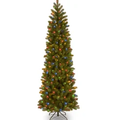 Online 7.5 ft. Pre-Lit Downswept Douglas Fir Pencil Slim Tree with Dual Color LED Lights Pencil Slim|Pre-Lit