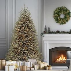 Online 7.5 ft. Pre-Lit Dunhill Fir Blue Tree with Clear Lights Full|Pre-Lit