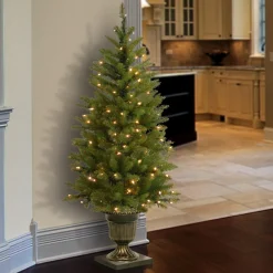New 4 ft. Pre-Lit Dunhill Fir Entrance Tree with Clear Lights Full|Pre-Lit
