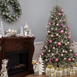 Sale 7.5 ft. Pre-Lit Dunhill Fir Flocked Tree with 750 Clear Lights Full|Pre-Lit