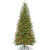 7.5 ft. Pre-Lit Dunhill Fir Slim Tree with Multicolor Lights Slim|Pre-Lit