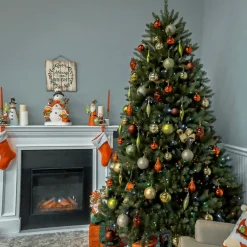 Clearance 7 ft. Pre-Lit Dunhill Fir Tree with Multicolor Lights Full|Pre-Lit