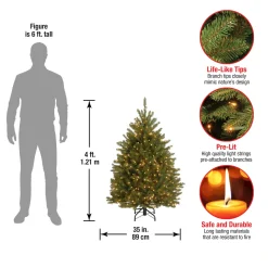 Hot 4 ft. Pre-Lit Dunhill Fir Tree with Clear Lights Full|Pre-Lit