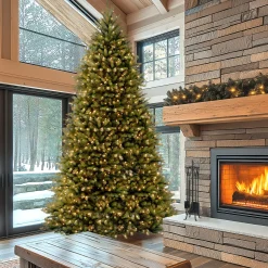 Sale 12 ft. Pre-Lit Dunhill Fir Tree with PowerConnect Dual Color LED Lights Full|10 To 11.5 Feet