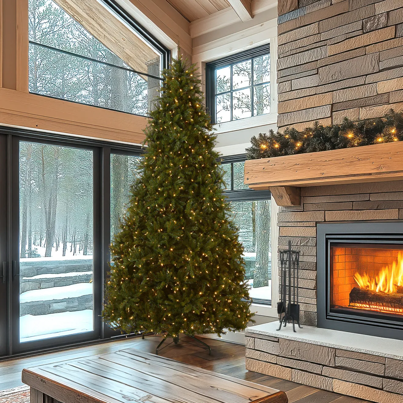 Sale 10 ft. Pre-Lit Dunhill Fir Tree with Dual Color LED Lights Full|Pre-Lit