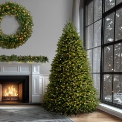 Hot 9 ft. Pre-Lit Dunhill Fir Tree with Clear Lights Full|Pre-Lit