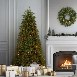 Clearance 6.5 ft. Pre-Lit Dunhill Fir Tree with Multicolor Lights Pre-Lit|6 To 6.5 Feet