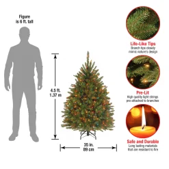 4.5 ft. Pre-Lit Dunhill Fir Tree with Multicolor Lights Full|Pre-Lit