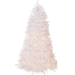 Best 7.5 ft. Pre-Lit Dunhill Fir White Tree with Clear Lights Full|Pre-Lit