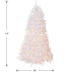 Best 7.5 ft. Pre-Lit Dunhill Fir White Tree with Clear Lights Full|Pre-Lit