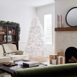 Best 7.5 ft. Pre-Lit Dunhill Fir White Tree with Clear Lights Full|Pre-Lit