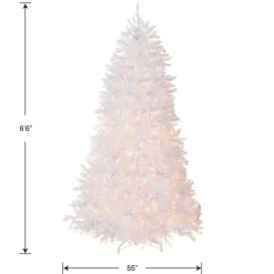 Online 6.5 ft. Pre-Lit Dunhill Fir White Tree with Clear Lights Full|Pre-Lit
