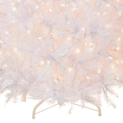 Online 6.5 ft. Pre-Lit Dunhill Fir White Tree with Clear Lights Full|Pre-Lit