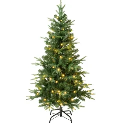 Best 4.5 ft. Pre-Lit Duxbury Light Green Tree with Warm White LED Lights Full|Pre-Lit
