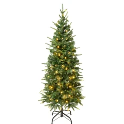 Online 4.5 ft. Pre-Lit Duxbury Light Green Slim Tree with Warm White LED Lights Slim|Pre-Lit