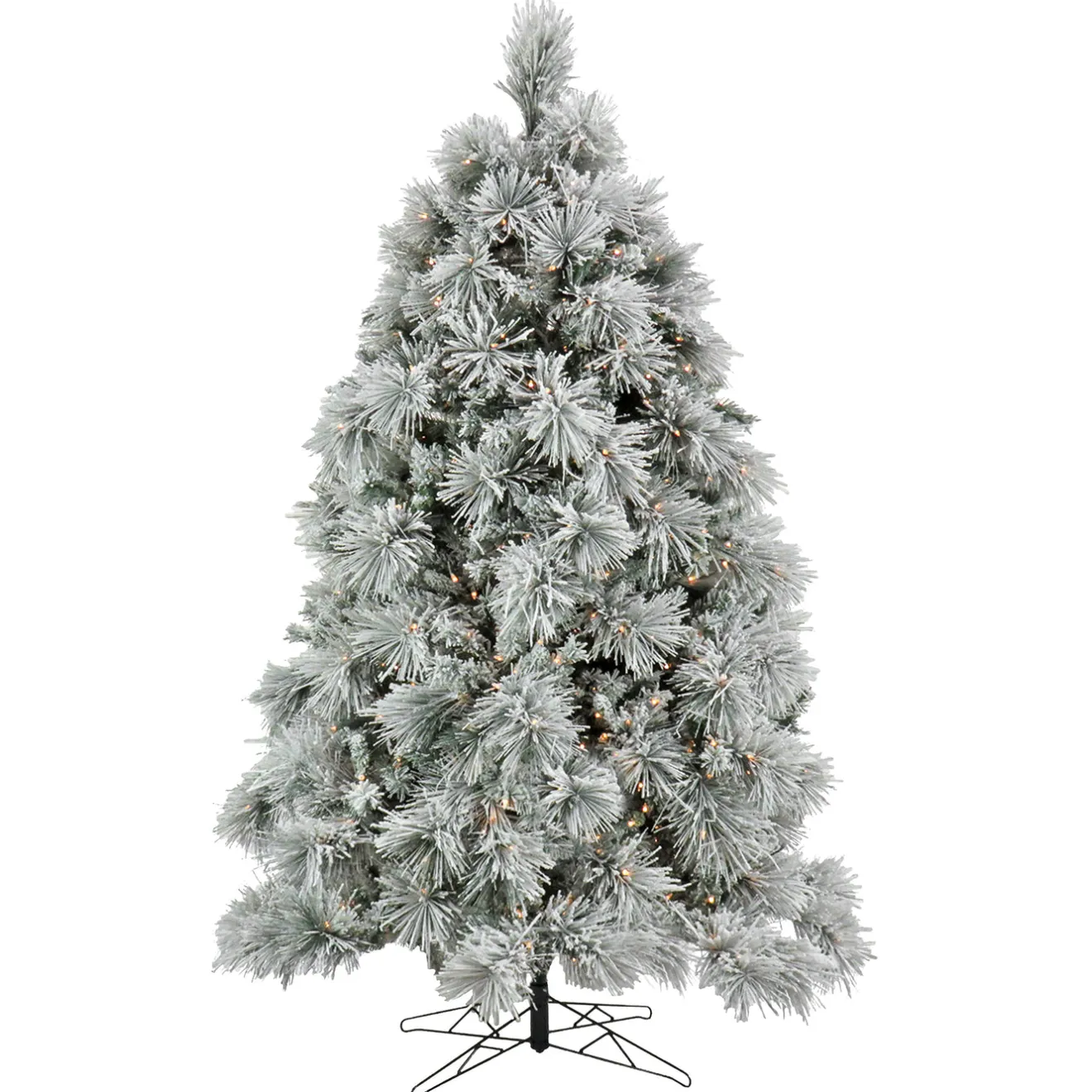 Online 7.5 ft. Pre-Lit Flocked Bavarian Pine Tree Pre-Lit|Full