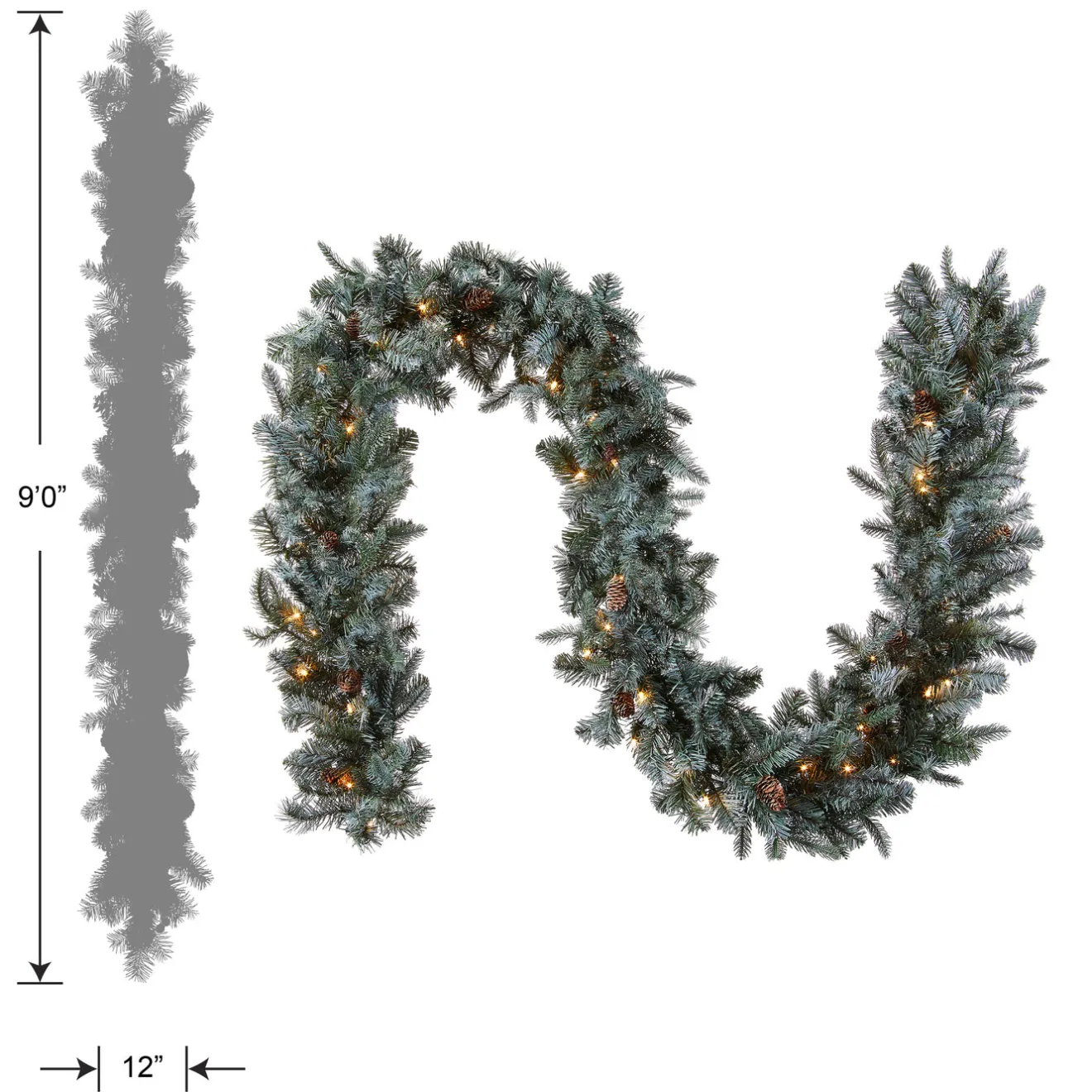 Outlet 9 ft. Pre-Lit Frosted Arctic Spruce Garland with Clear Lights Pre-Lit Christmas Garlands|7-10 Feet Christmas Garlands