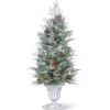 4 ft. Pre-Lit Frosted Mountain Spruce Tree with Clear Lights Pre-Lit|Full
