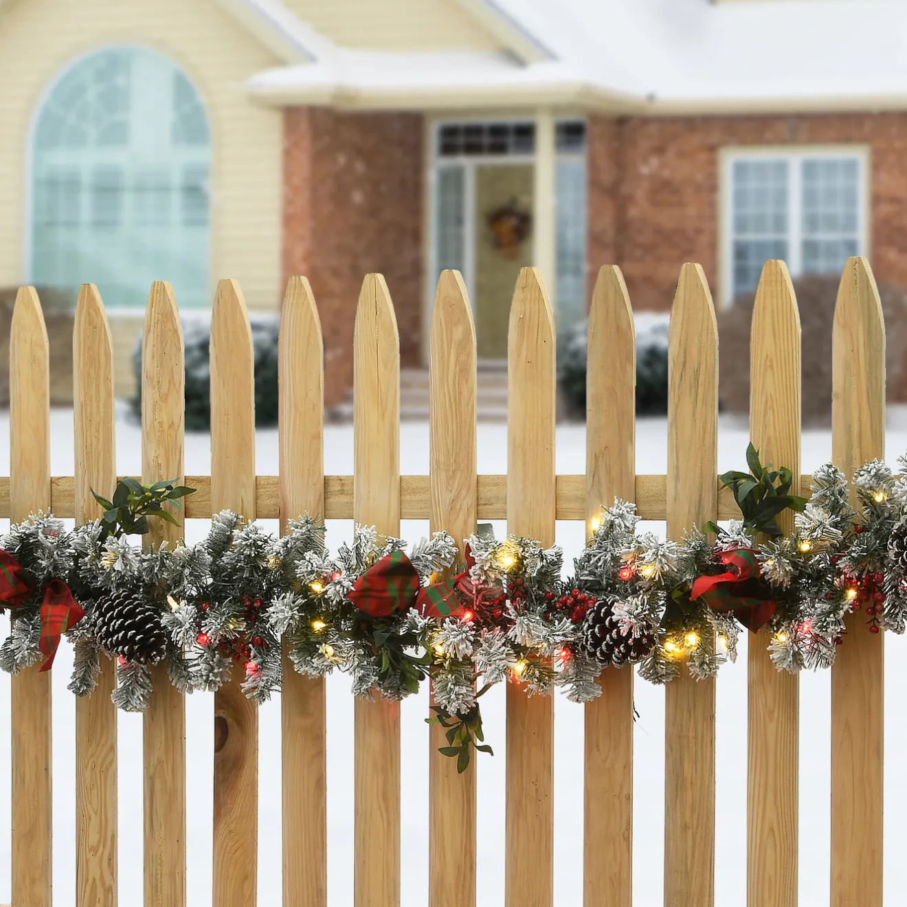 9 ft. Pre-Lit General Store Snowy Garland with LED Lights Pre-Lit Christmas Garlands|7-10 Feet Christmas Garlands