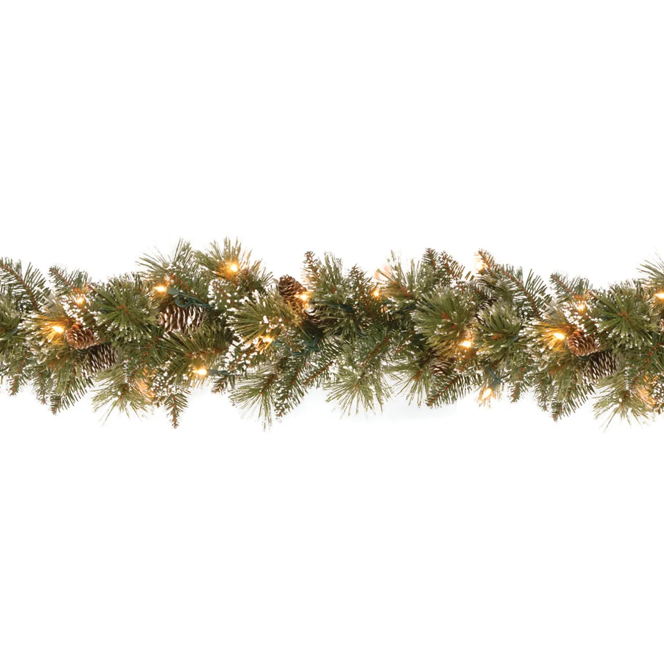 Outlet 9 ft. Pre-Lit Glittery Bristle Pine Garland with Clear Lights Pre-Lit Christmas Garlands|7-10 Feet Christmas Garlands