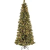 Clearance 7.5 ft. Pre-Lit Glittery Bristle Slim Tree with LED Lights Slim|Pre-Lit