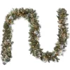 Clearance 9 ft. Pre-Lit Glittery Pine Pomegranate Garland with Clear Lights Pre-Lit Christmas Garlands|7-10 Feet Christmas Garlands