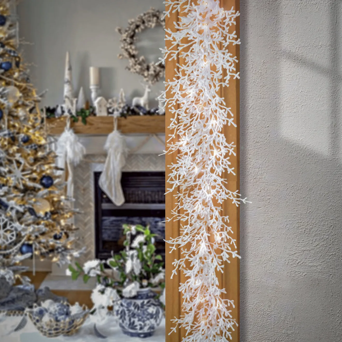 Hot 9 ft. Pre-Lit HGTV Home Collection Christmas by the Sea Coral Garland Pre-Lit Christmas Garlands|7-10 Feet Christmas Garlands