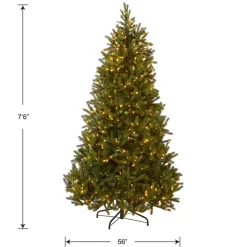 New 7.5 ft. Pre-Lit Jersey Fraser Fir Medium Tree with Dual Color LED Lights Medium|Pre-Lit