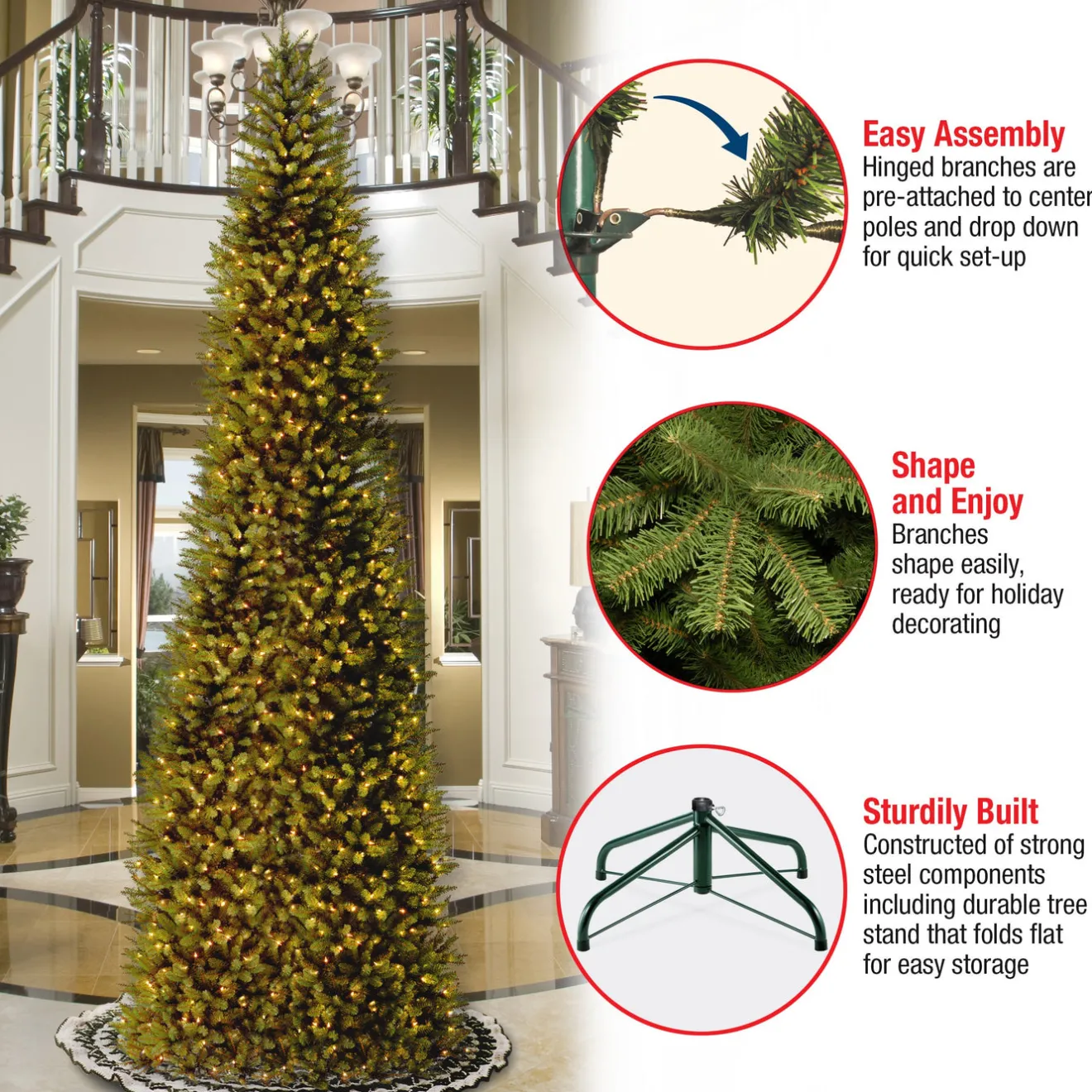 Outlet 14 ft. Pre-Lit Kingswood Fir Pencil Tree with Clear Lights Pencil Slim|12 Feet And Taller