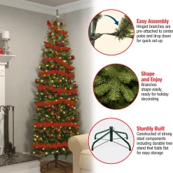 Outlet 7.5 ft. Pre-Lit Kingswood Fir Pencil Tree with Clear Lights Pencil Slim|Pre-Lit