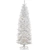 Online 6.5 ft. Pre-Lit Kingswood Fir White Pencil Tree with Clear Lights Pencil Slim|Pre-Lit