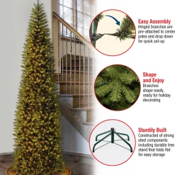 Discount 9 ft. Pre-Lit Kingswood Fir Pencil Tree with Clear Lights Pencil Slim|Pre-Lit