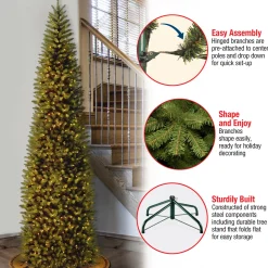 Discount 9 ft. Pre-Lit Kingswood Fir Pencil Tree with Clear Lights Pencil Slim|Pre-Lit