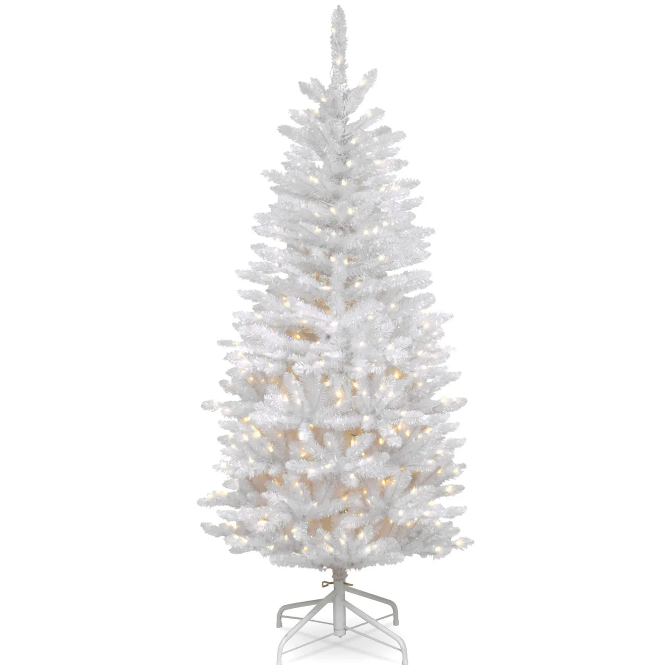 Sale 4.5 ft. Pre-Lit Kingswood Fir White Pencil Tree with Clear Lights Pencil Slim|Pre-Lit
