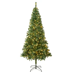 Best 7.5 ft. Pre-Lit Linden Spruce Tree with Warm White LED Lights Full|Pre-Lit