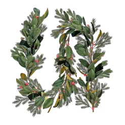 Hot 9 ft. Pre-Lit Magnolia Mix Pine Garland with Red LED Lights Pre-Lit Christmas Garlands|7-10 Feet Christmas Garlands