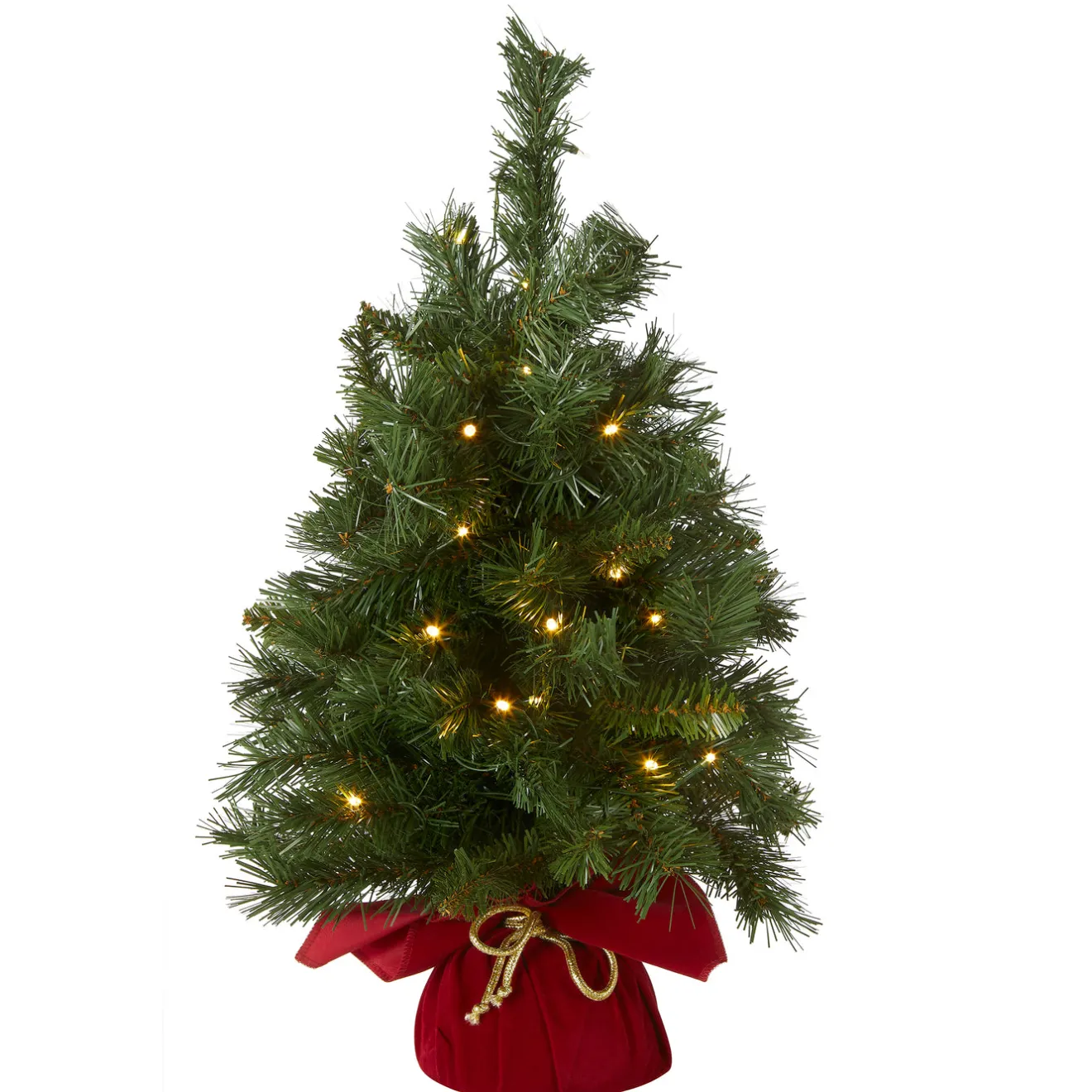 Clearance 2 ft. Pre-Lit Majestic Fir Tree with LED Lights, Red Base Tabletop|Pre-Lit
