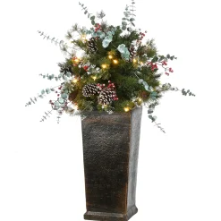 Clearance 3 ft. Pre-Lit Meadow Basin Tree with LED Lights Full|Pre-Lit