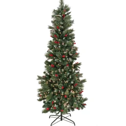 Online 7.5 ft. Pre-Lit Meadowlark Pencil Tree with Clear Lights Pre-Lit|Slim