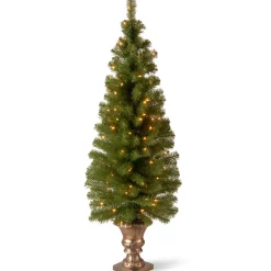 Hot 5 ft. Pre-Lit Montclair Spruce Slim Tree with Clear Lights Entrance|Pre-Lit