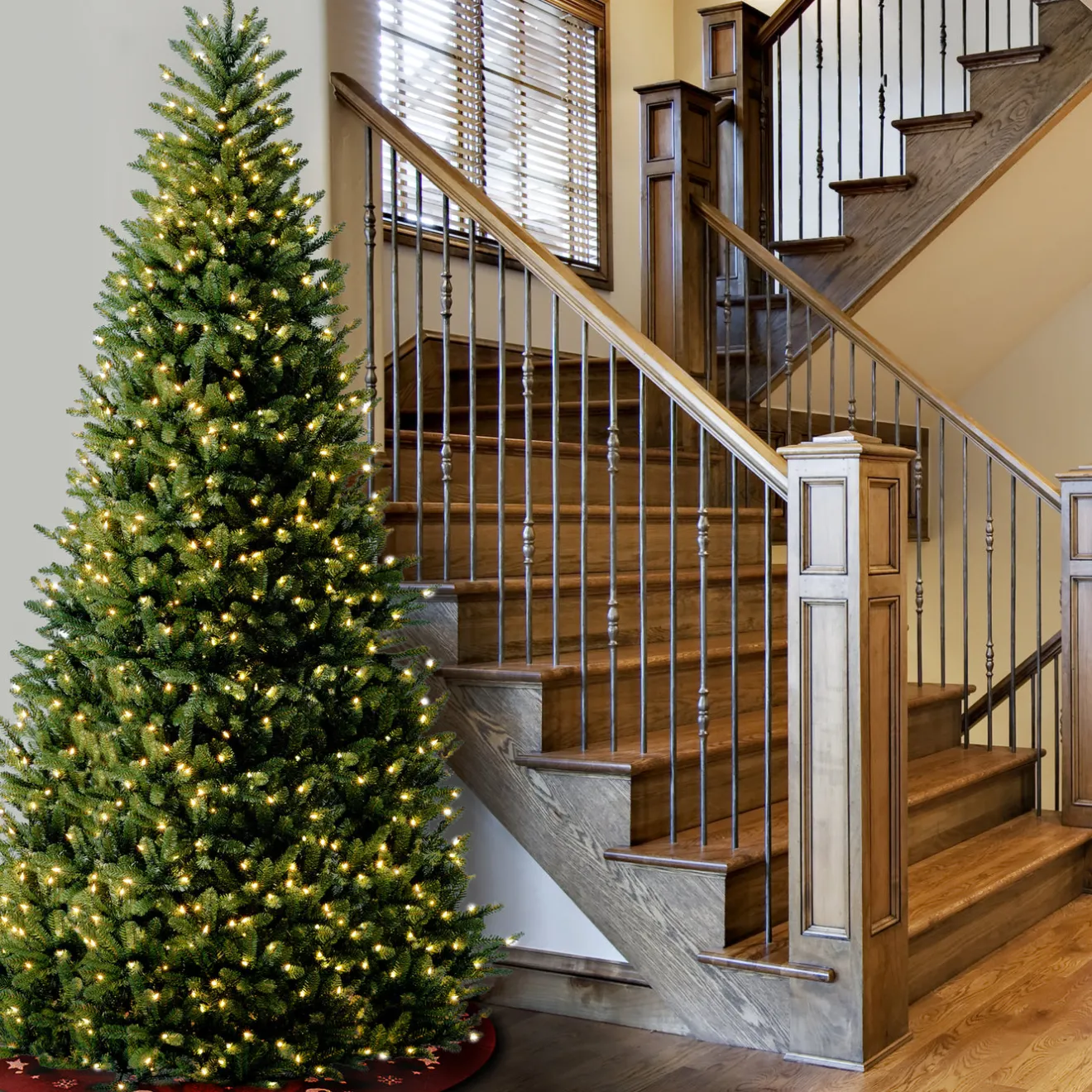Hot 10 ft. Pre-Lit Natural Fraser Slim Fir Tree with Clear Lights Slim|Pre-Lit