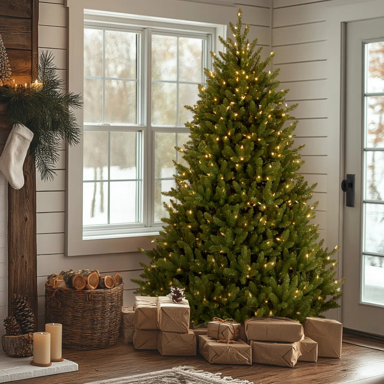 Online 7.5 ft. Pre-Lit Natural Fraser Medium Fir Tree with Clear Lights Full|7 To 7.5 Feet