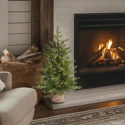 Best 3 ft. Pre-Lit Nordic Spruce Tree with Clear Lights Full|Pre-Lit