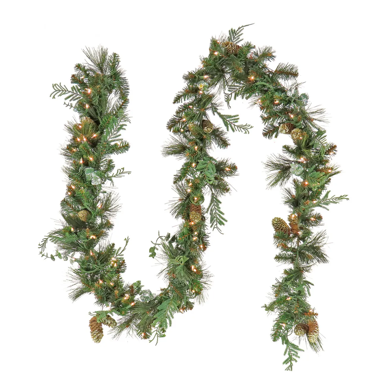 Discount 9 ft. Pre-Lit North Conway Garland with Clear Lights Pre-Lit Christmas Garlands|7-10 Feet Christmas Garlands