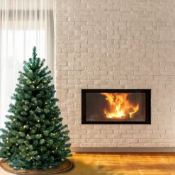 Discount 4.5 ft. Pre-Lit North Valley Blue Spruce Tree with Clear Lights Full|Pre-Lit