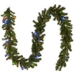 Clearance 9 ft. Pre-Lit North Valley Spruce Garland with Dual Color LED Lights Pre-Lit Christmas Garlands|7-10 Feet Christmas Garlands