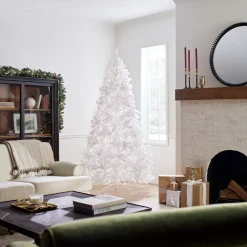 7.5 ft. Pre-Lit North Valley Spruce White Tree with Clear Lights Full|Pre-Lit