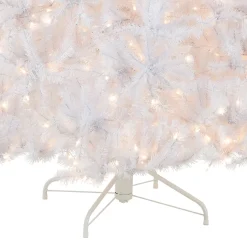 Outlet 9 ft. Pre-Lit North Valley Spruce White Tree with Clear Lights Full|Pre-Lit