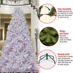 Outlet 9 ft. Pre-Lit North Valley Spruce White Tree with Clear Lights Full|Pre-Lit