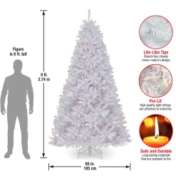 Outlet 9 ft. Pre-Lit North Valley Spruce White Tree with Clear Lights Full|Pre-Lit